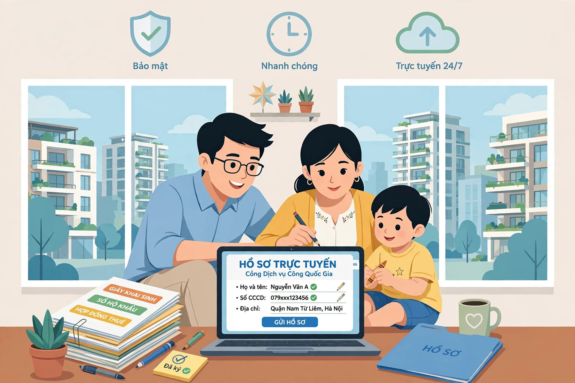 Ảnh minh họa AI: Nộp hồ sơ mua nhà ở xã hội Hòa Hiệp 4 Đà Nẵng trực tuyến